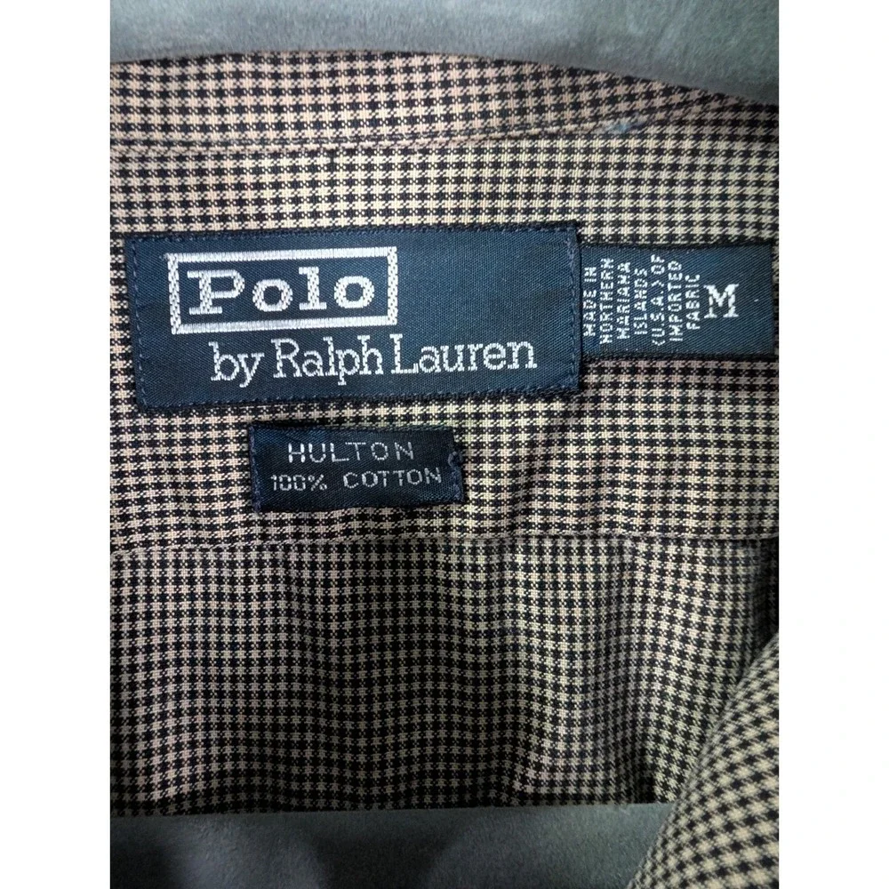 VTG Polo Ralph Lauren USA Houndstooth Check Shirt Men M Gorpcore Grunge Oversize